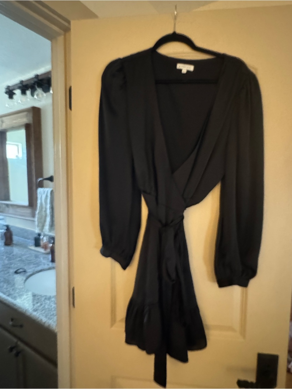 Gianni Bini Black Long Sleeve Wrap Dress